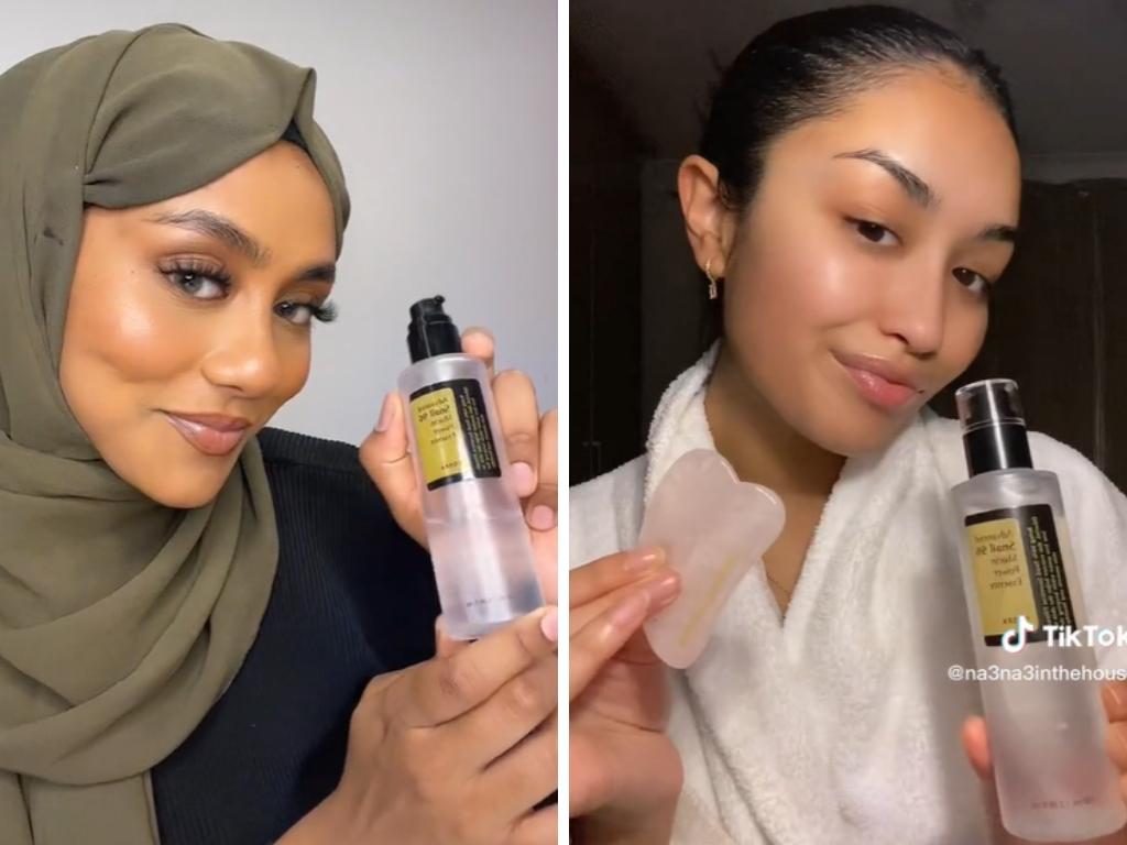 TikTokers claim this product has transformed their skin and made it so glowy. Picture: TikTok/@mydailymakeup, @na3na3inthehouse.