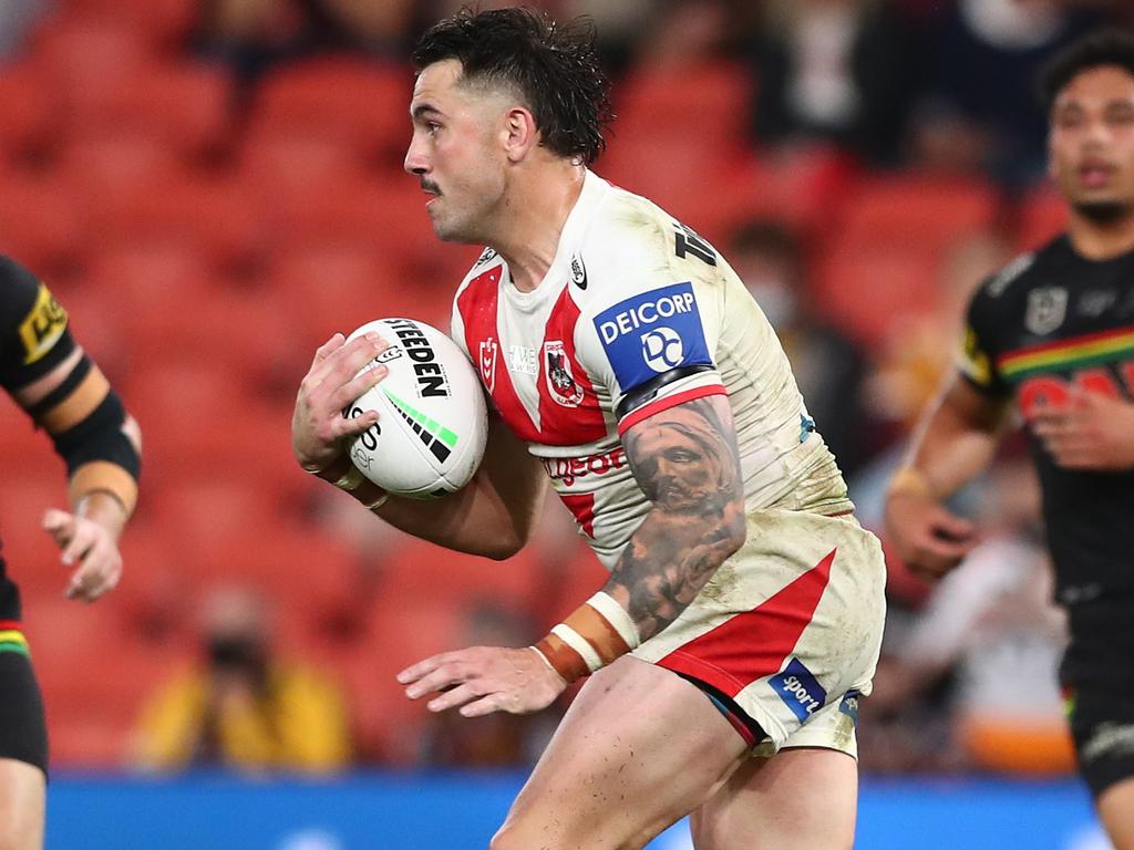 Nathan Cleary’s tackle on Dragons fullback Jack Bird infuriated Anthony Griffin. Picture: Chris Hyde/Getty Images