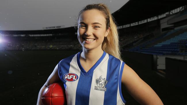 Tassie footballer Jasmine Tate Turvey, 17, is excited about Tasmania being made a part of the AFL Women’s competition. Picture: MATHEW FARRELL