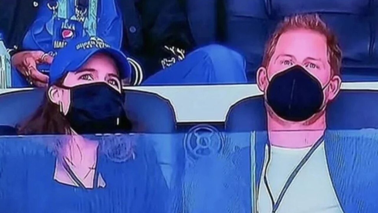 Prince Harry and Princess Eugenie at the Super Bowl 2022. Source: NBC