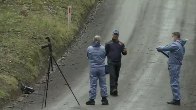 Police on the scene after Jarrad’s body was found. Picture: Channel 9