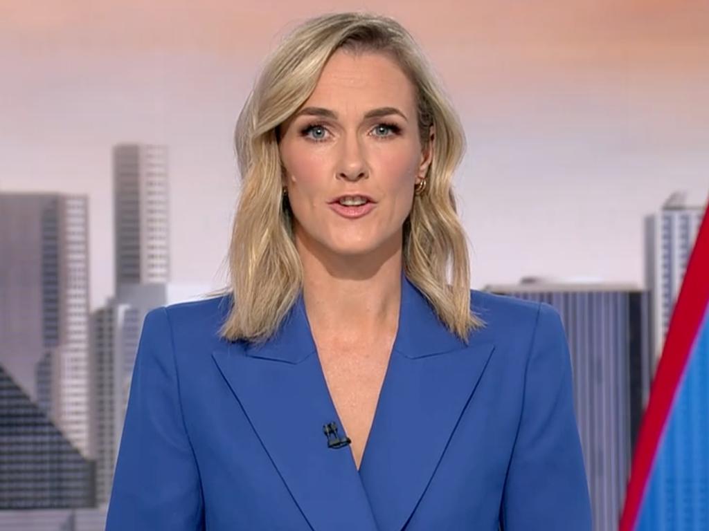 Channel 9’s reads the nightly news bulletin from Melbourne after a cyber attack took the network’s Sydney studios offline.