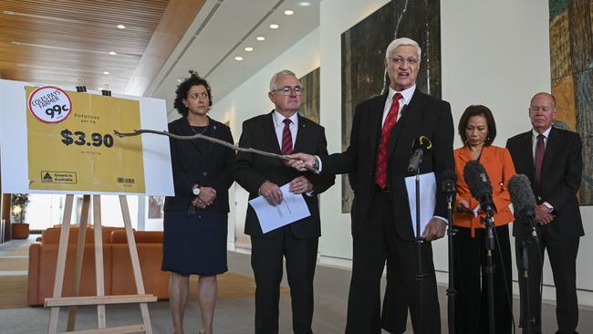 Mr Katter is known for his love of props. Picture: NCA NewsWire / Martin Ollman