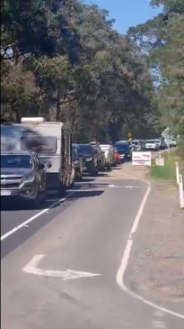 Traffic banked up on the Melba Highway