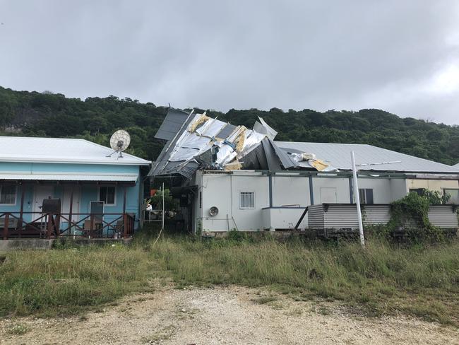 A water spout hit Christmas Island's shopping village.