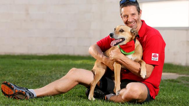 Andrew Love with Jack the Therapy Dog, at Hornsby Hospital's mental heath unit. Picture: Troy Snook