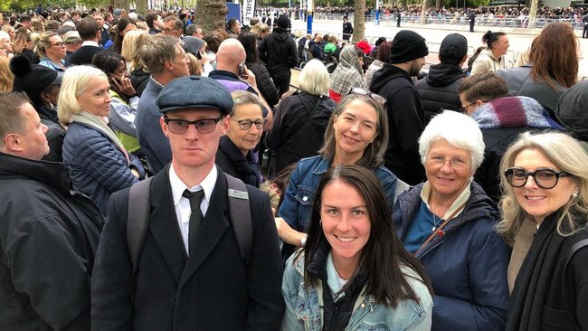 (L-R) Edward Hallet, Judith Hallet, Nicola Demetriadi (back), Sarah Gill (front), Ann Gill and Michelle Hunton at The Mall for the funeral and to pay respects.