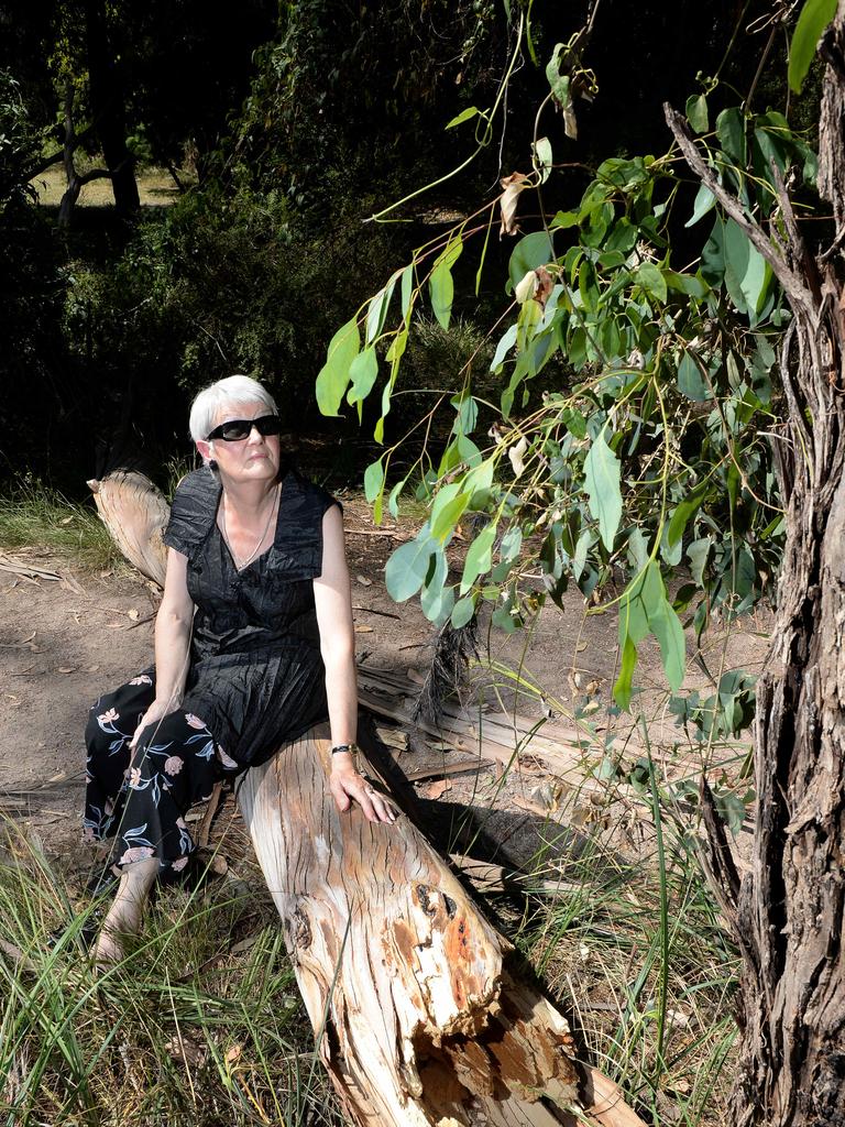 Carol-Ann Lang is concerned that Maroondah Council is not doing enough to act on the dead trees in Eastfield Park. Picture: Steve Tanner