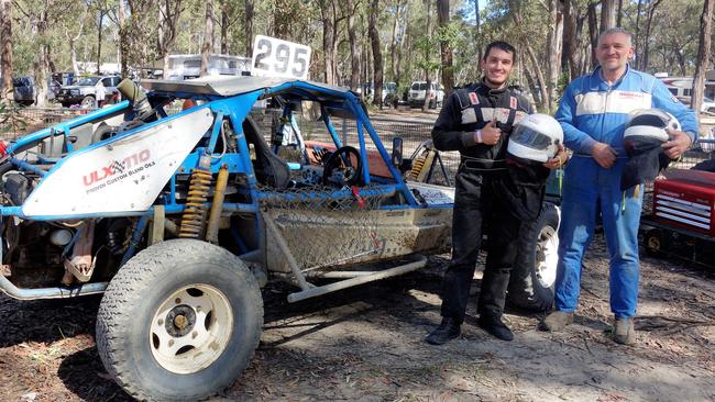 Charles Camenzuli with his second eldest son Chris at the Sydney Off Road Racing Association (SORRA) track at Colo Motorsport Park in 2016. Chris was the driver and Charles the navigator.