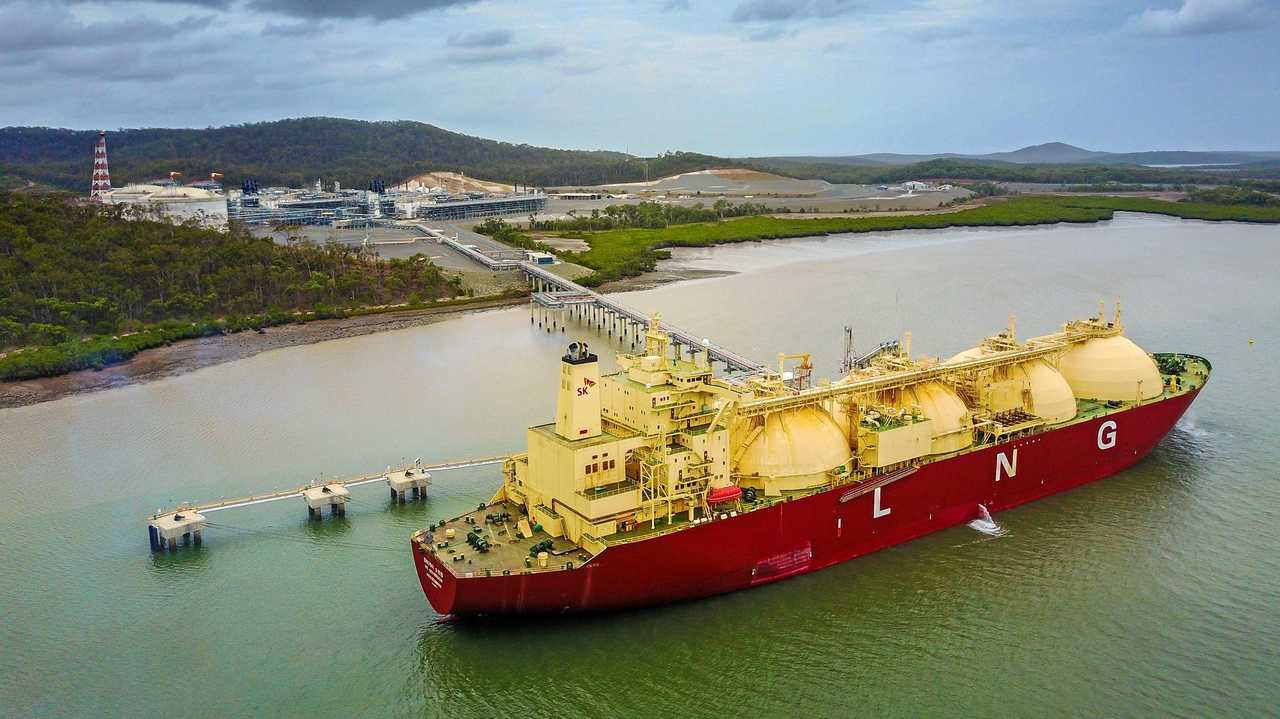 One of the there Curtis Island LNG plants captured by a drone. Picture: Aerial Media Gladstone