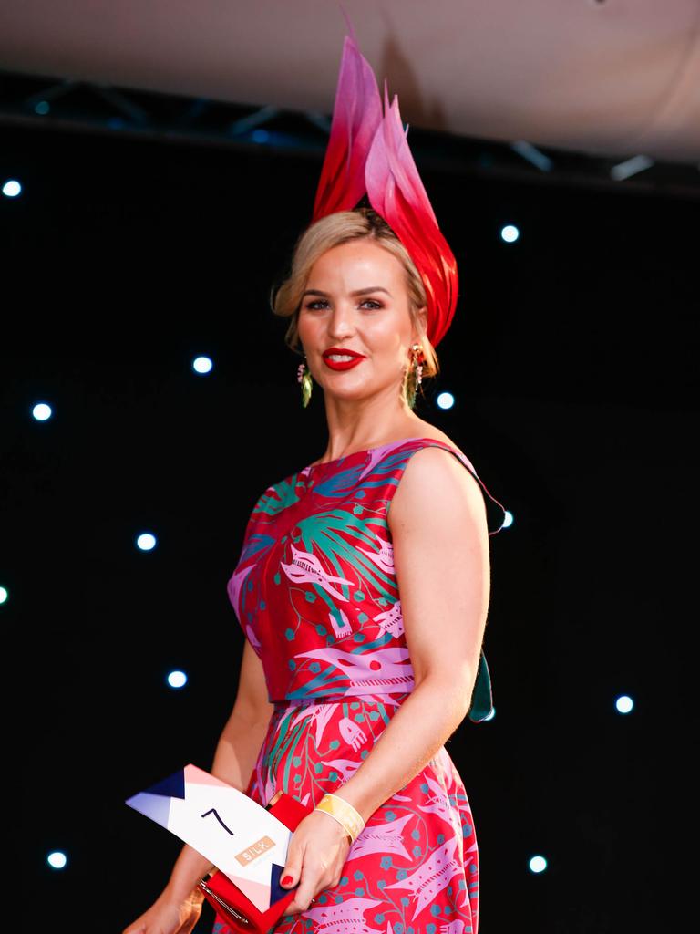 Finalist Hannah Farmer in Fashions on the Field at Bridge Toyota Ladies Day. Picture: GLENN CAMPBELL