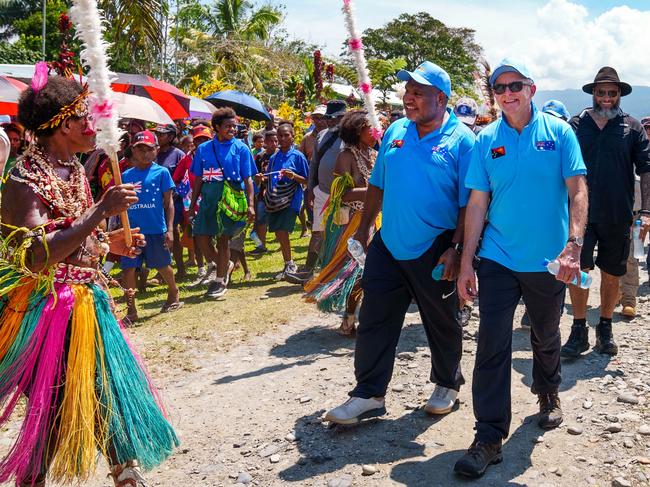 23/04/2024: Papua New Guinea Prime Minister James Marape and Australian Prime Minister Anthony Albanese walking the Kokoda Track in PNG. Picture:PMO