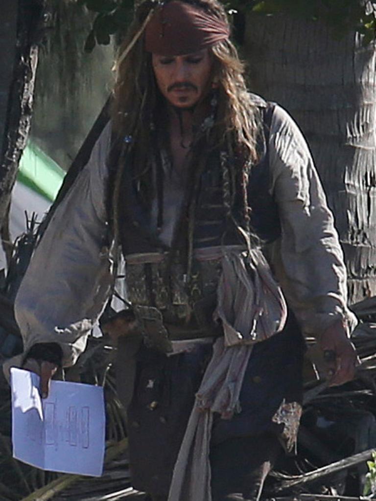 ***CONTACT GOLD COAST PICTURE DESK FOR PERMISSION TO USE***Hollywood superstar Johnny Depp arrives at the Pirates of the Caribbean set at the Doug Jennings Park on The Spit in Broadwater, Gold Coast. Picture: Regi Varghese