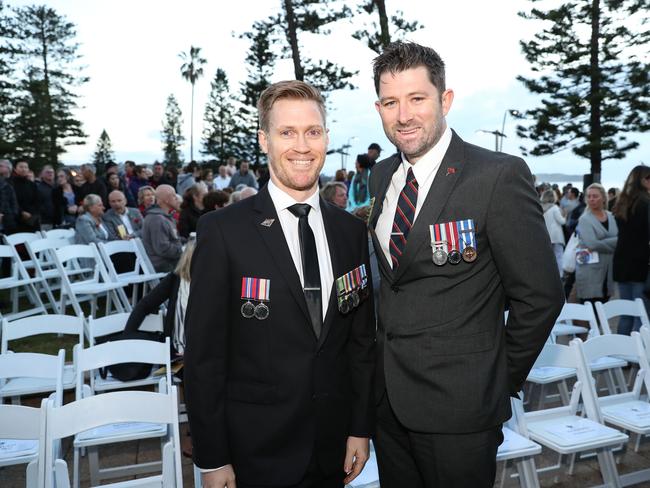 Invictus Games gold medallists Ben Webb and Adrian Talbot at Dee Why RSL Club’s dawn service.