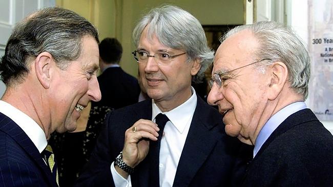 Hinton with Prince Charles and Rupert Murdoch in 2002. Picture: AP