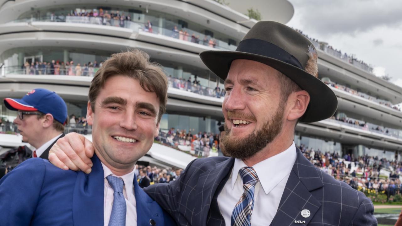 Trainers David Eustace (left) and Ciaron Maher have found an ideal race for Jamesonheart to make it back-to-back wins at Hawkesbury. Picture: Getty Images