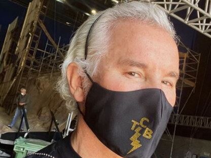 Baz Luhrmann at Village Roadshow Studios getting ready to resume filming the Elvis Biopic later this month.  Photo: Instagram