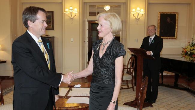 Labor minister Bill Shorten and his mother-in-law, Governor-General Quentin Bryce.