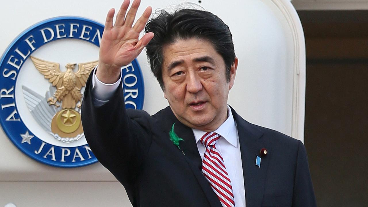 Mr Abe had a frosty relationship with South Korea during his time as Japan’s prime minister. Picture: Jiji Press/AFP