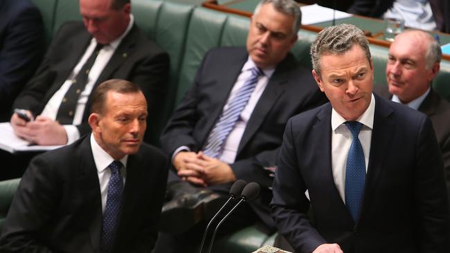 Former PM Tony Abbott and Christopher Pyne in Question Time in 2015.