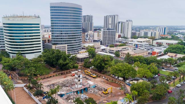 Site photographs of the demolished Chan Building, Darwin in October 2020, the space will be landscaped and grassed. Picture: Che Chorley