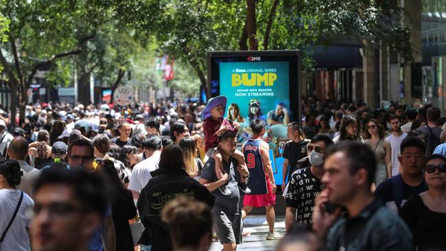 Crowds at Sydney’s Pitt Street Mall on Boxing Day. Picture: Getty Images