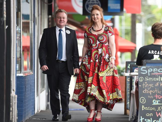 Federal Small Business Minister Bruce Billson and milliner and Shop Small ambassador Melissa Jackson. Picture: Jason Sammon/ News Corp