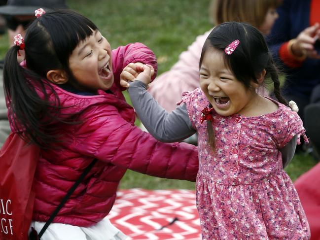 Moonah Taste of the World festival,Picture of sisters dancing Yai 3 and Aya 5 Moriyama of Warrane,, Picture;KIM EISZELE