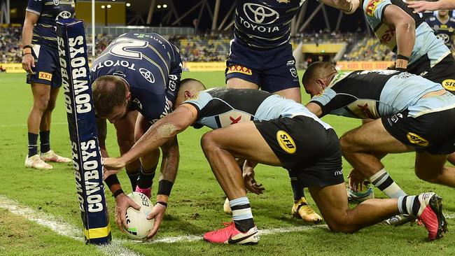 Kyle Feldt scored two incredible tries to keep the Cowboys in the game. Picture: Getty Images.