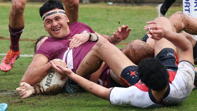 QLD player 11, Arama Hau, ASSRL National Semi-finals, QLD vs NSW CIS (18), Redcliffe. Picture: Liam Kidston