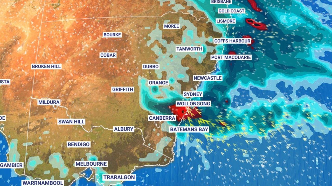 Sydney, Brisbane, Wollongong forecast East Coast Low set to bring wild