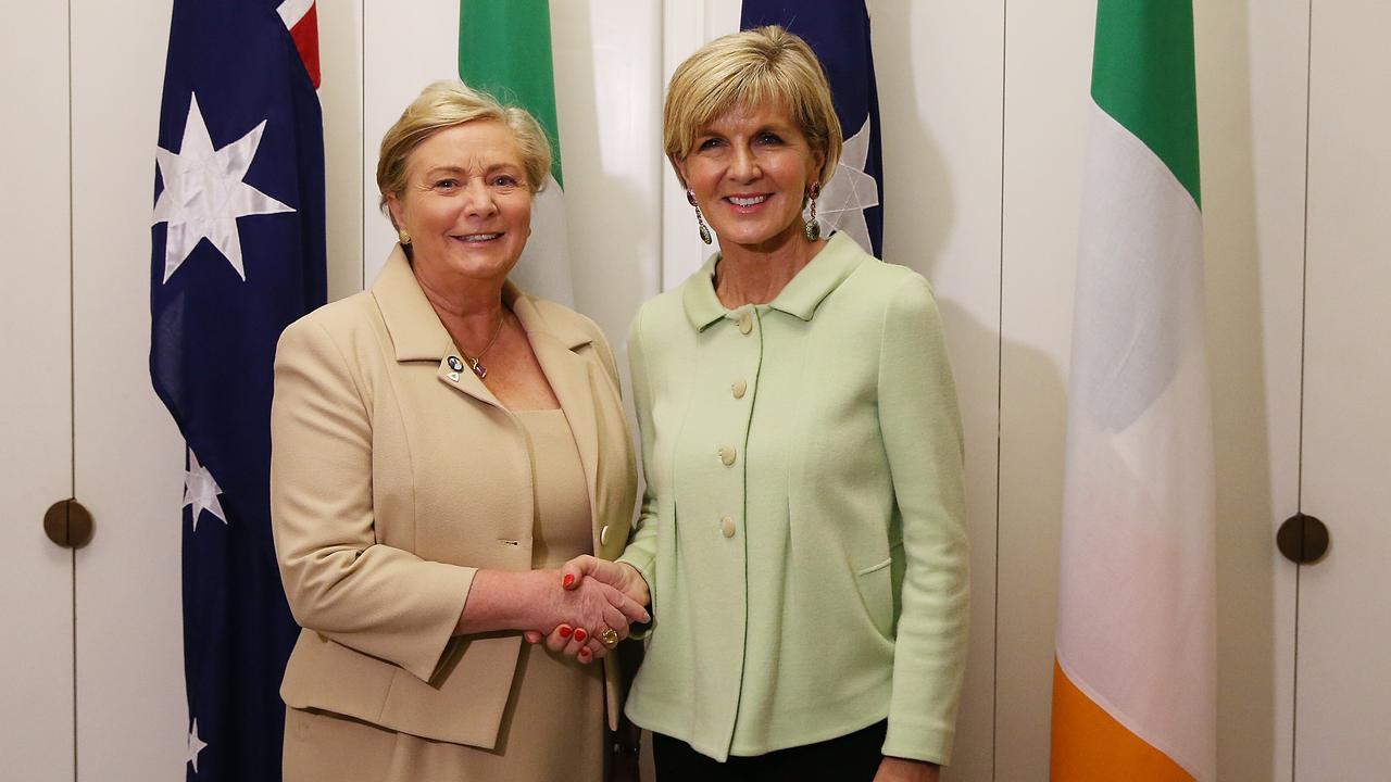 Julie Bishop with Deputy Prime Minister of Ireland Frances Fitzgerald at a meeting in Canberra.