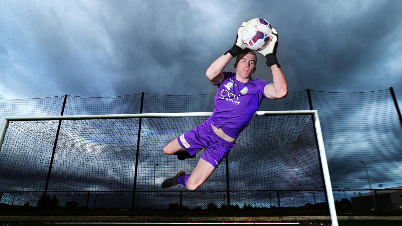 30.5.2018.West Torrens Birkalla's teenage goalkeeper Joe Gauci is on the verge of signing for an A-League club.        PIC TAIT SCHMAAL.