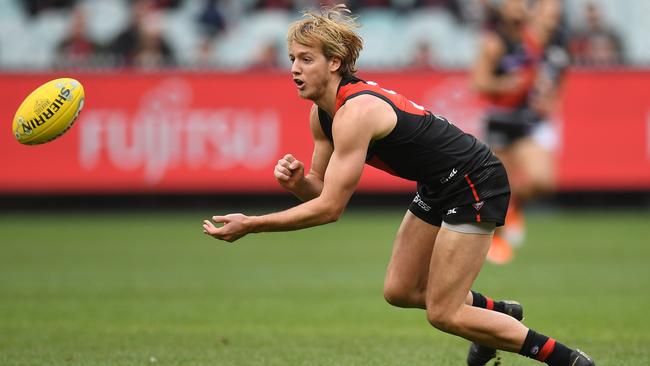 Darcy Parish of the Bombers has had two outstanding rounds in a row — can he go high a third time?