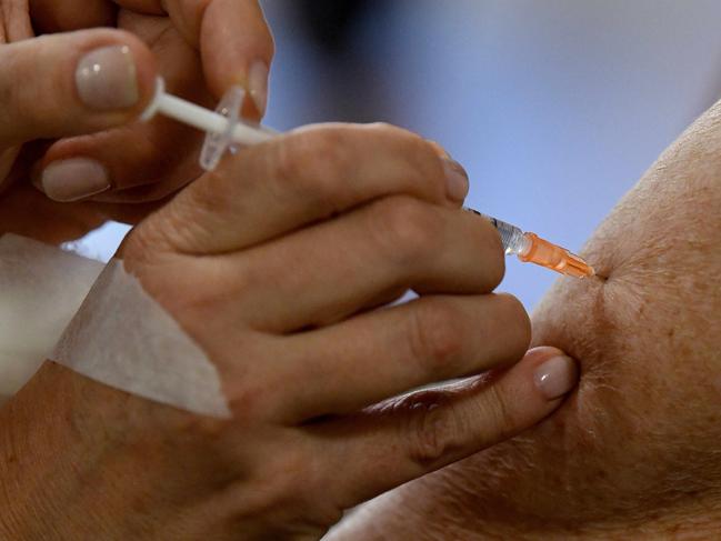 SYDNEY, AUSTRALIA - NewsWire Photos FEBRUARY, 22, 2021: Residents are seen receiving their first dosage of the Pfizer COVID-19 vaccination at Uniting Banks Lodge Peakhurst Aged Care, in Sydney. Australia has begun its Pfizer COVID-19 vaccination rollout this morning, with hopes 60,000 doses will be administered by the end of the week. NCA NewsWire/Bianca De Marchi