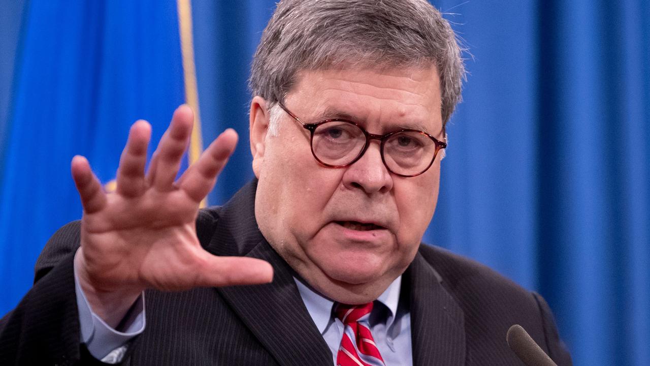 US Attorney-General William Barr speaks during a news conference on December 21, 2020. Picture: Michael Reynolds/AFP