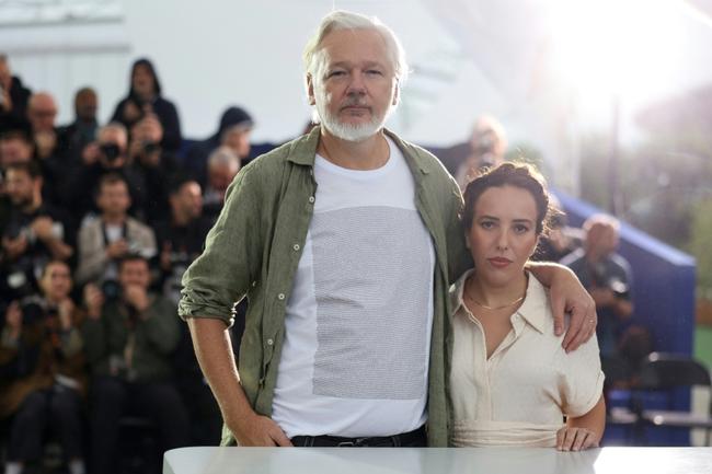 Assange with his wife Stella promoting the film 