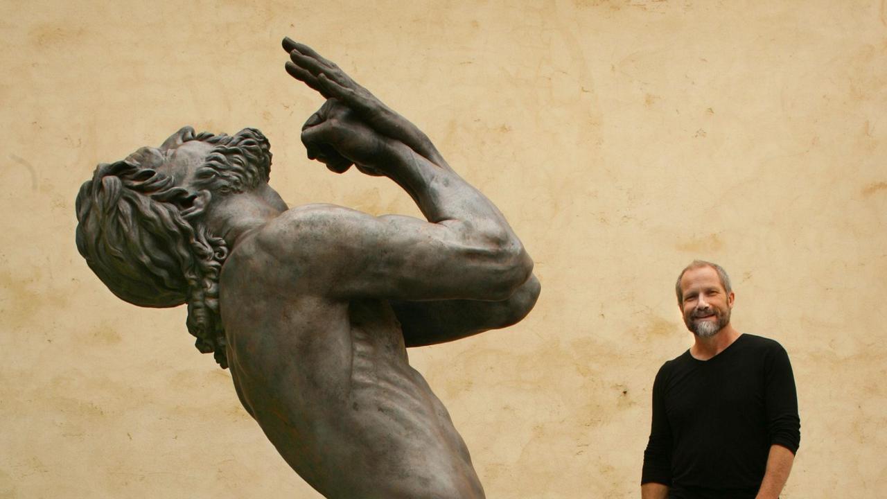 Peter Schipperheyn with his Zarathustra sculpture. Picture: The Age