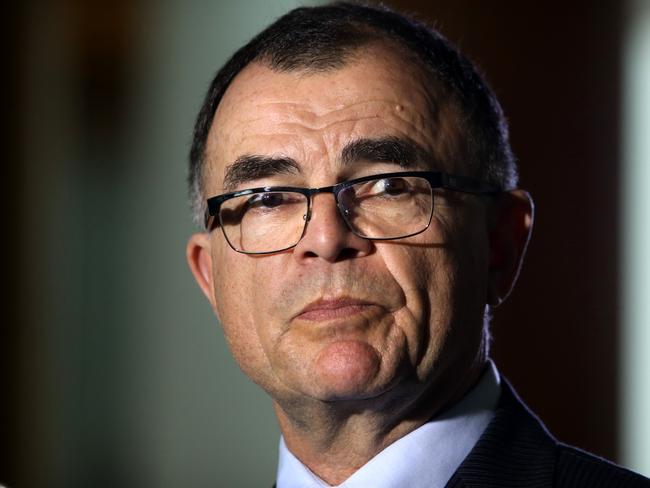 Royal Commissioner Justice Brian Martin holding a press conference at Parliament House in Canberra. He has resigned as Royal Commissioner into the Detention of Children in the Northern Territory. Picture Kym Smith