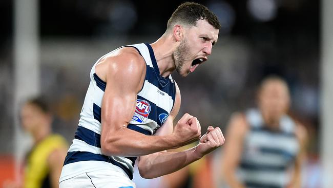 Sam Menegola stoked after scoring a goal. Picture: Getty