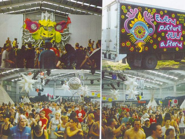Scenes from raves across Melbourne in the early 90s. Picture: Suppled