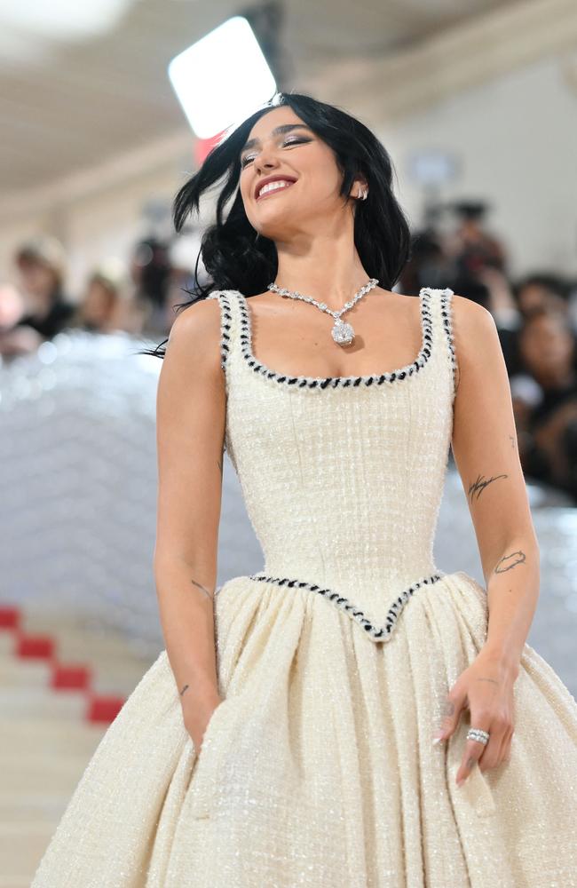 English singer-songwriter Dua Lipa arrives for the 2023 Met Gala. Picture:AFP