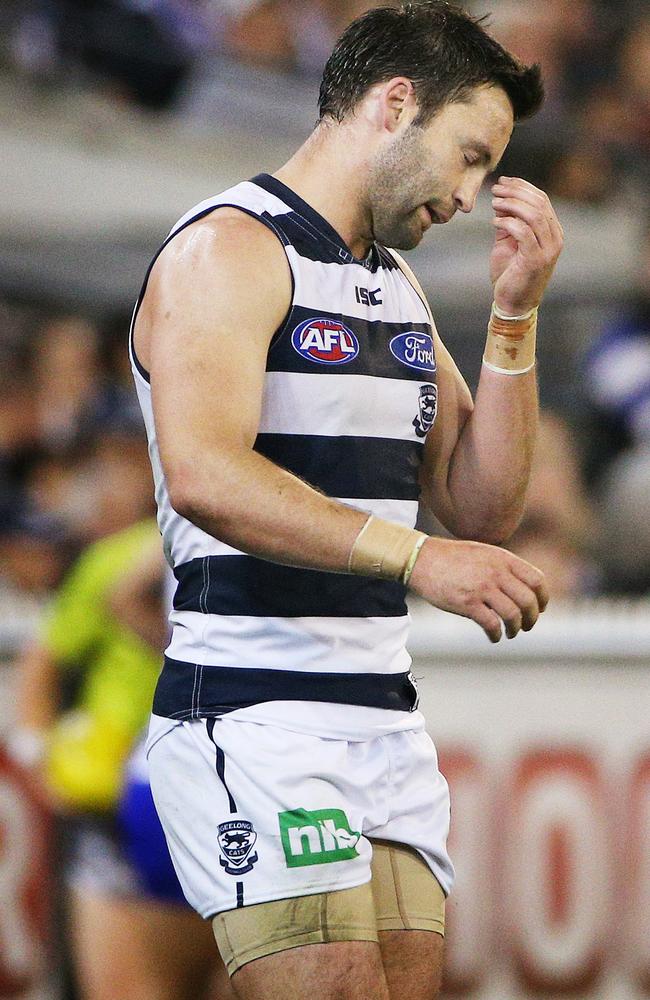 Geelong champion Jimmy Bartel after the siren. Picture: Colleen Petch