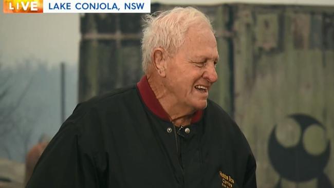 Rugby league legend Ron Coote and his daughter have both lost their home in Lake Conjola. Picture: 9News