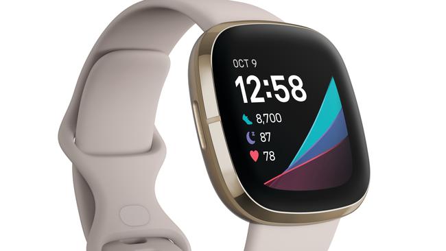 The Fitbit Sense smartwatch features technology including sensors to measure skin temperature and stress levels.