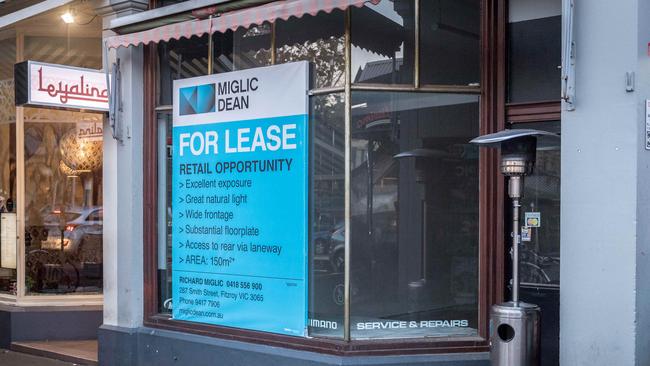 Shops for lease on Lygon St. Picture: Jake Nowakowski