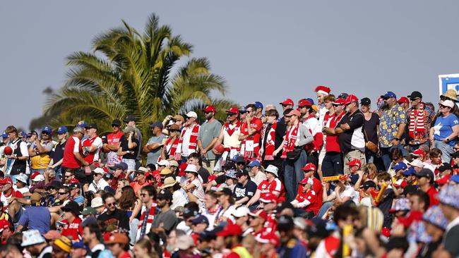 Fans during the Gather Round match between the Swans and West Coast at Mount Barker. (Photo by Phil Hillyard)