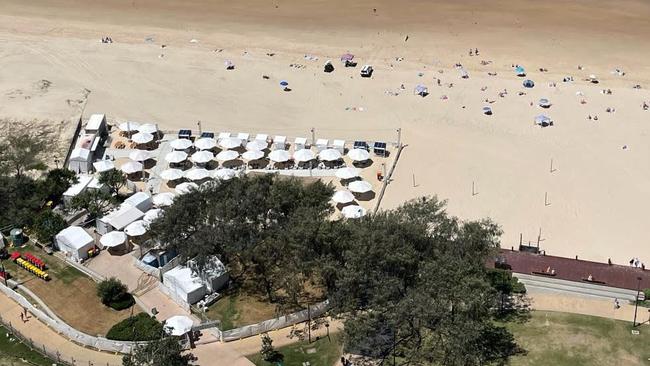 Aerial of the first Beach Bar at Kurrawa on the Gold Coast.