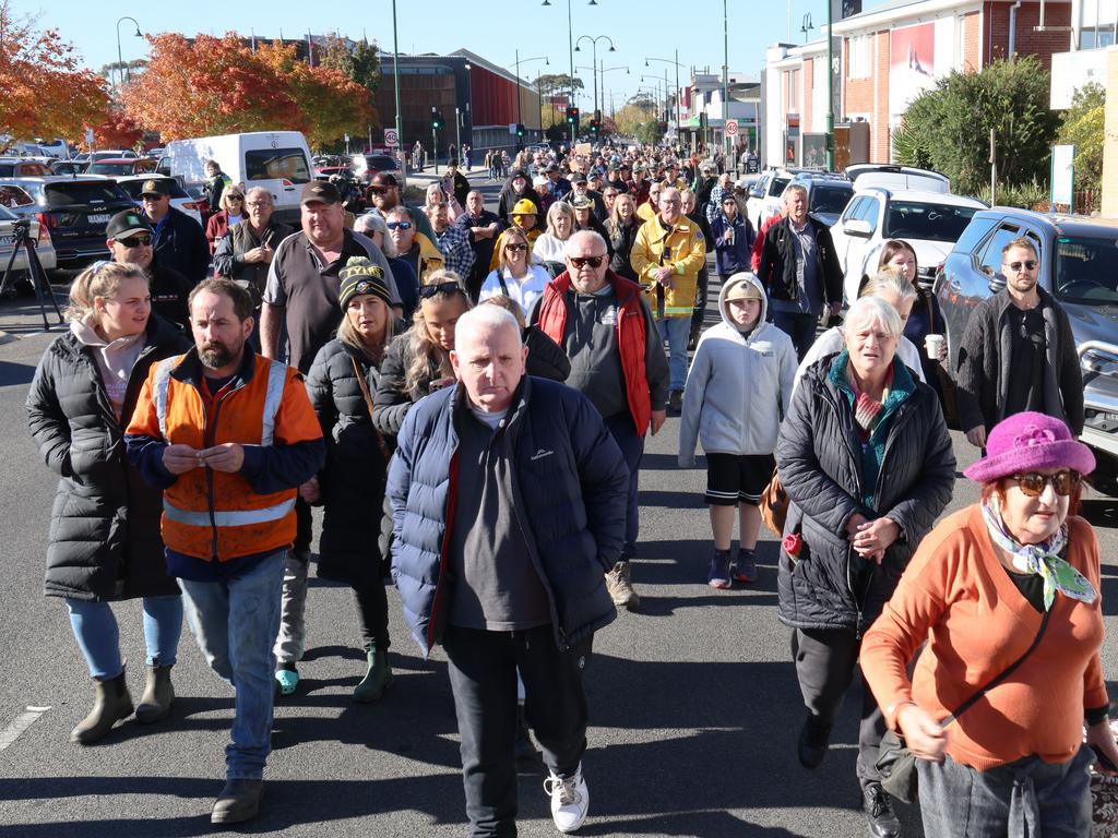 Protesters took to the streets of Morwell calling to scrap the tax. Picture: NewsWire/ David Crosling