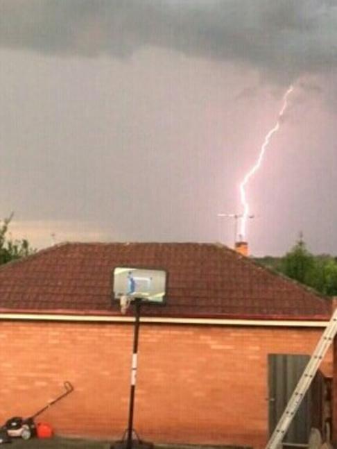 Lightning in Camberwell on Friday evening. Picture: Alessia Grigg